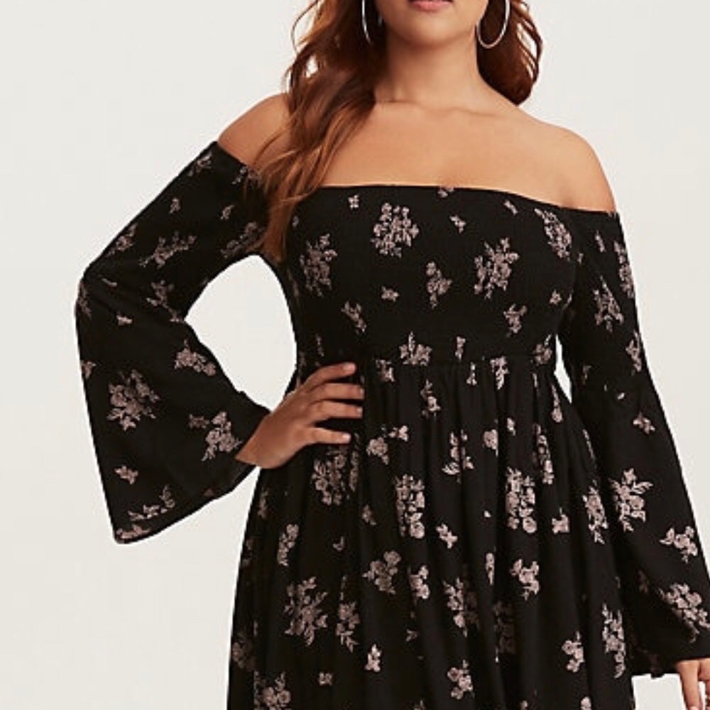 Off-shoulder floral print Torrid dress